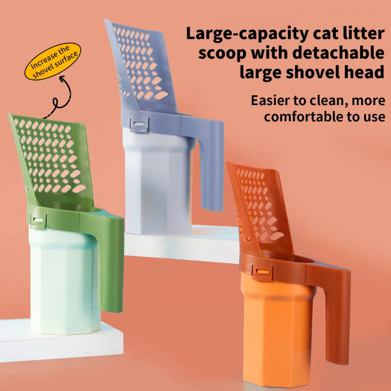 All-in-One Cat Litter Scoop with Waste Bin & Detachable Shovel Cat Litter Scoop PLUSH