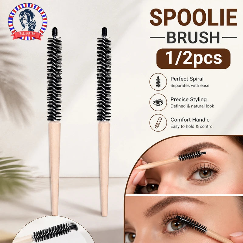 Mini Round Wooden Hair Brush – Nylon Bristles | 1 or 2 Pack Round Hair Brush PLUSH