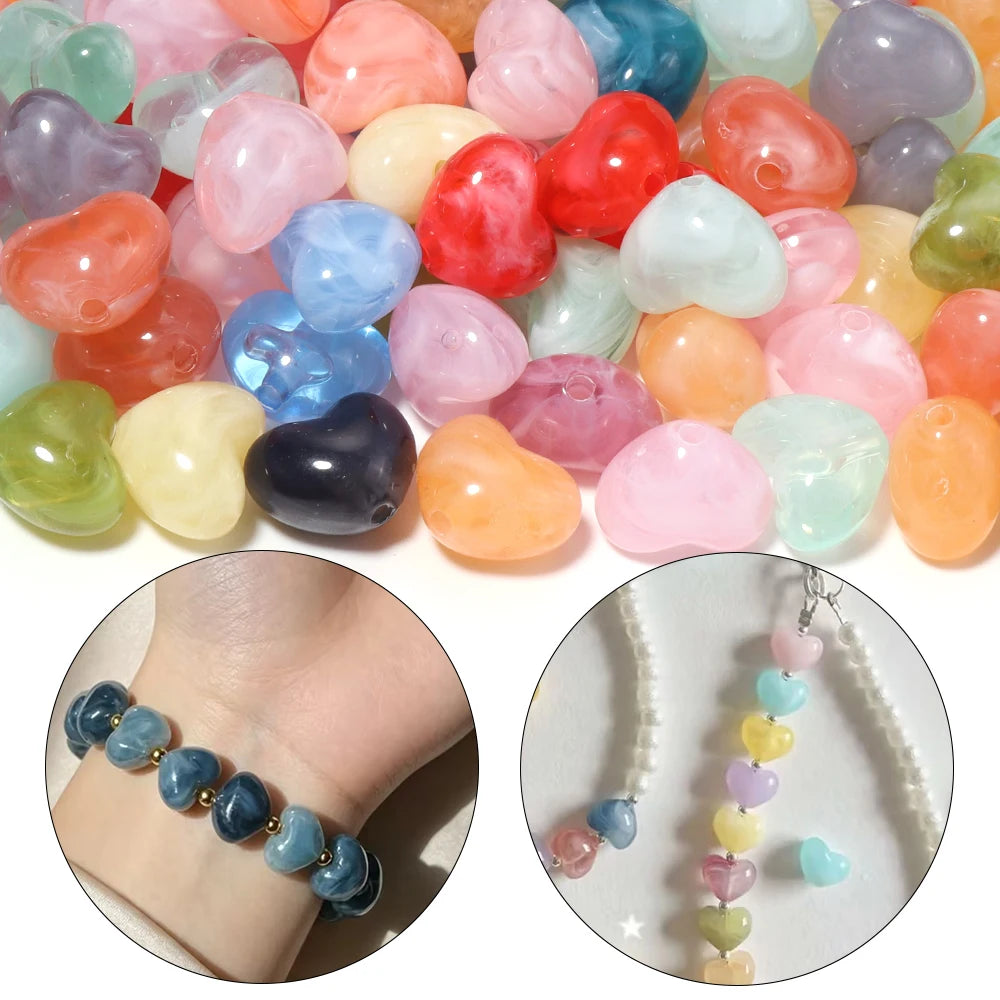 50pcs Two-Tone Heart Acrylic Spacer Beads – DIY Jewelry Acrylic Spacer Beads PLUSH