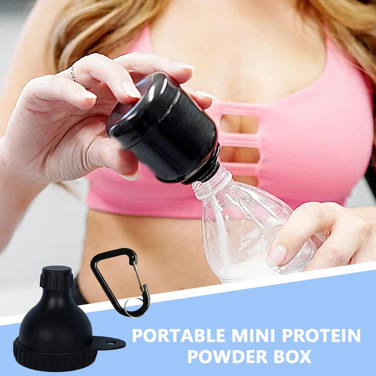 Portable Protein Powder Container with Keychain Funnel – 50ml Supplement Travel Container PLUSH
