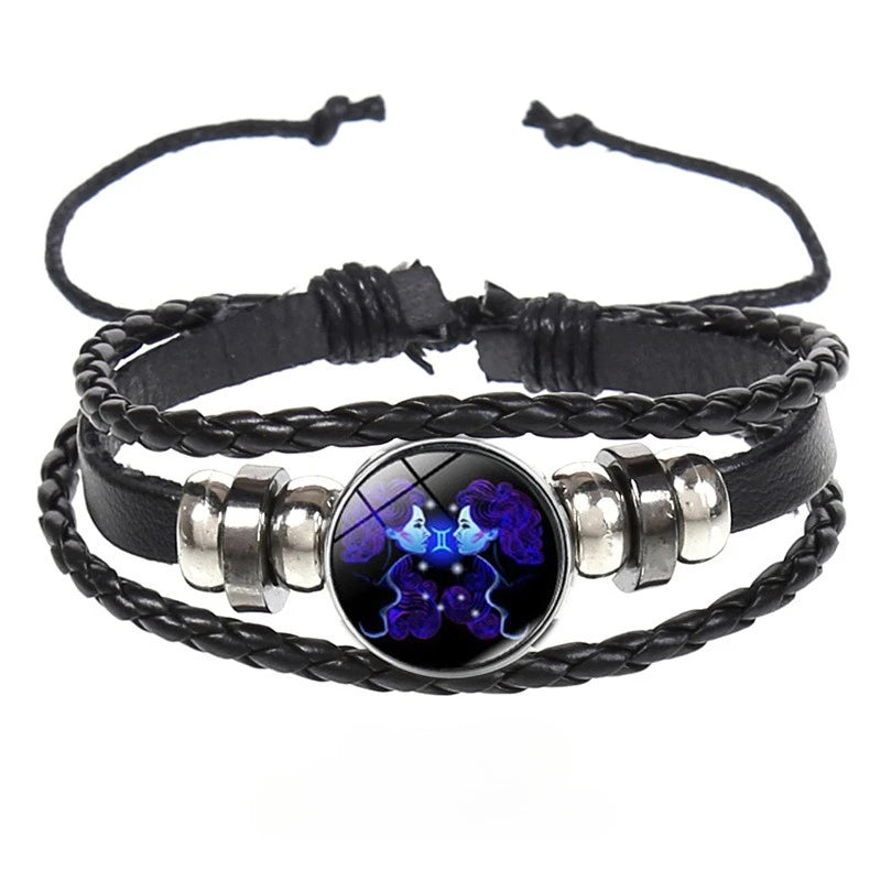 Glow in the Dark Zodiac Constellation Bracelet | Braided Rope Charm Bracelet PLUSH Gemini Luminous 18-26CM