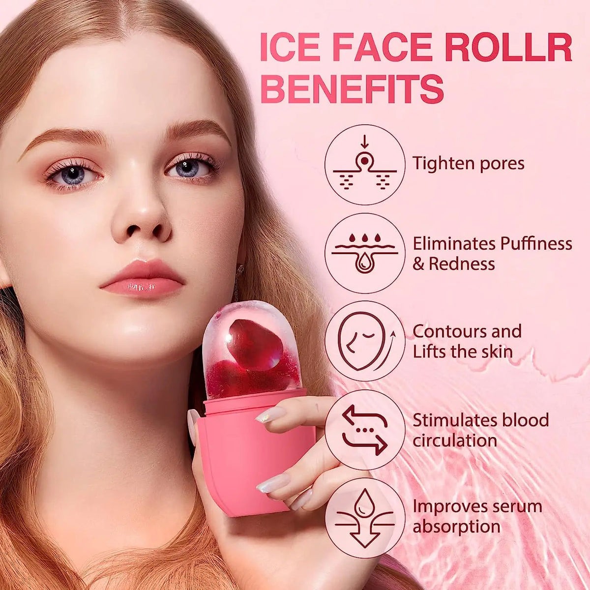 Silicone Ice Roller for Face & Eyes – Cooling Gua Sha Massager Facial Ice Roller PLUSH