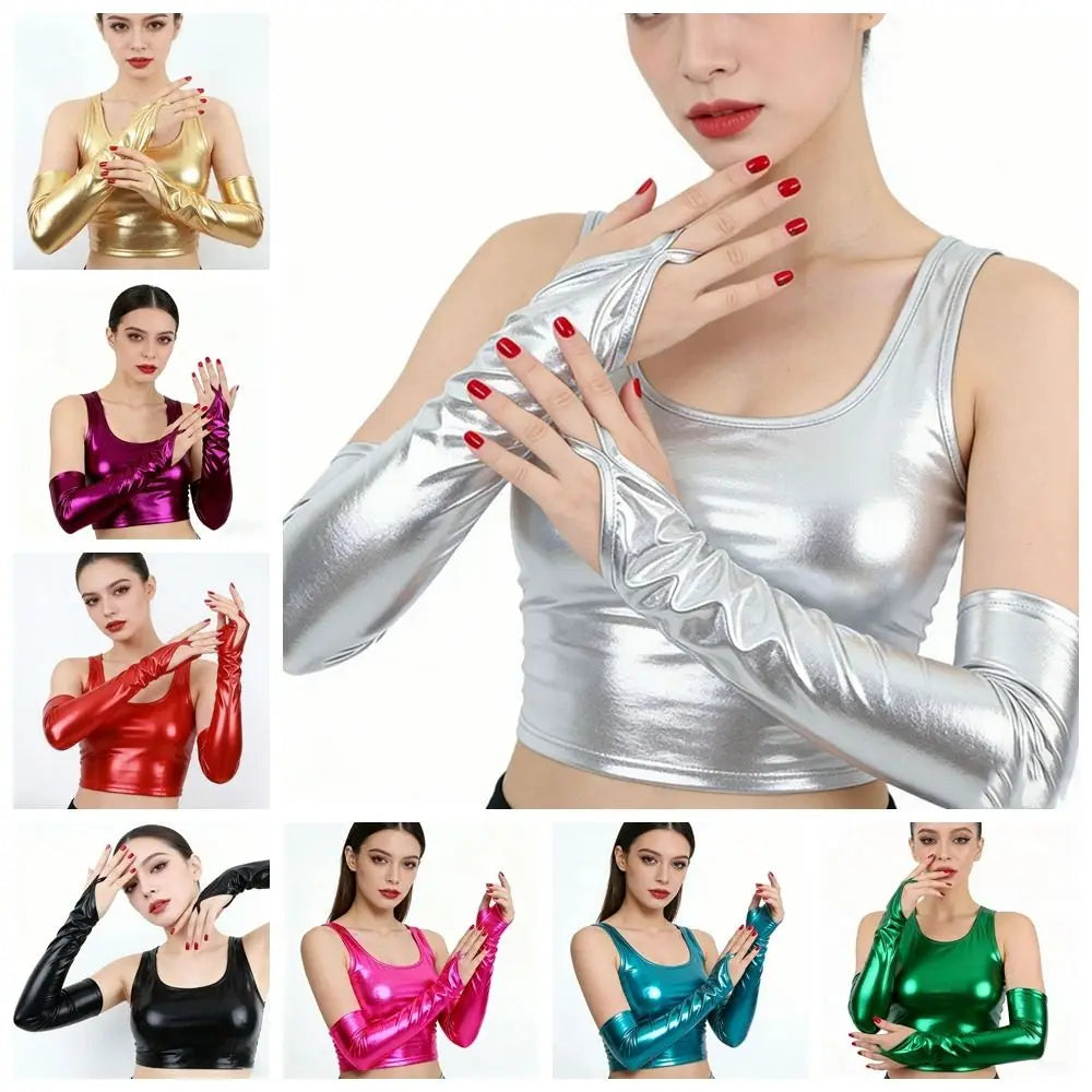 Women's Elbow-Length Shiny Long Gloves – Nightclub Party Fashion Long Gloves PLUSH