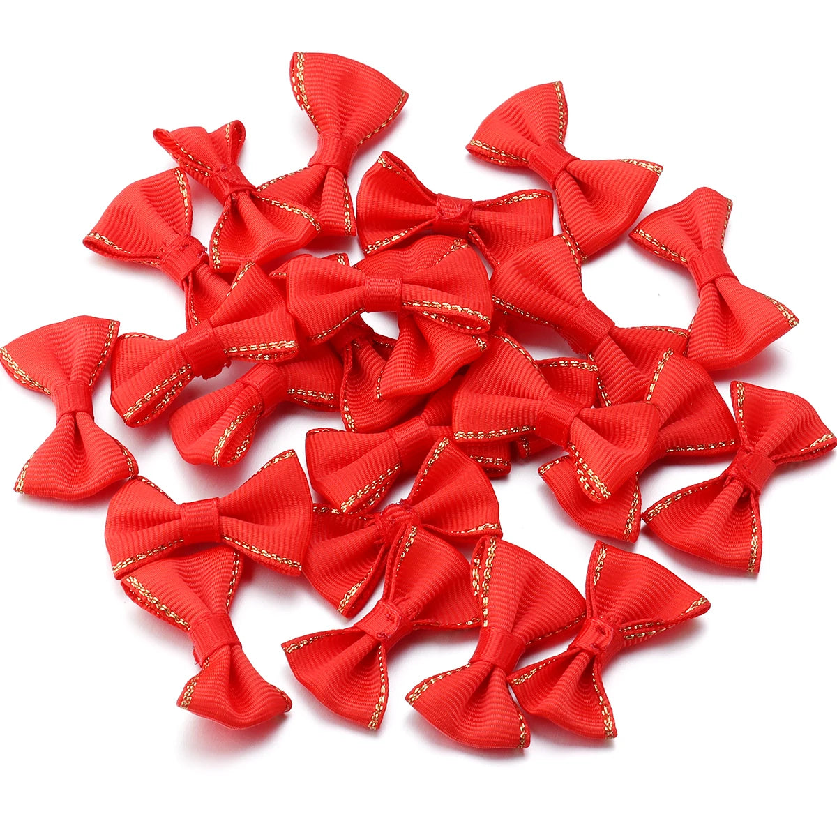 30pcs Satin Ribbon Bows 38x23mm – Colorful DIY Craft Decor Ribbon Bow Embellishments PLUSH Red