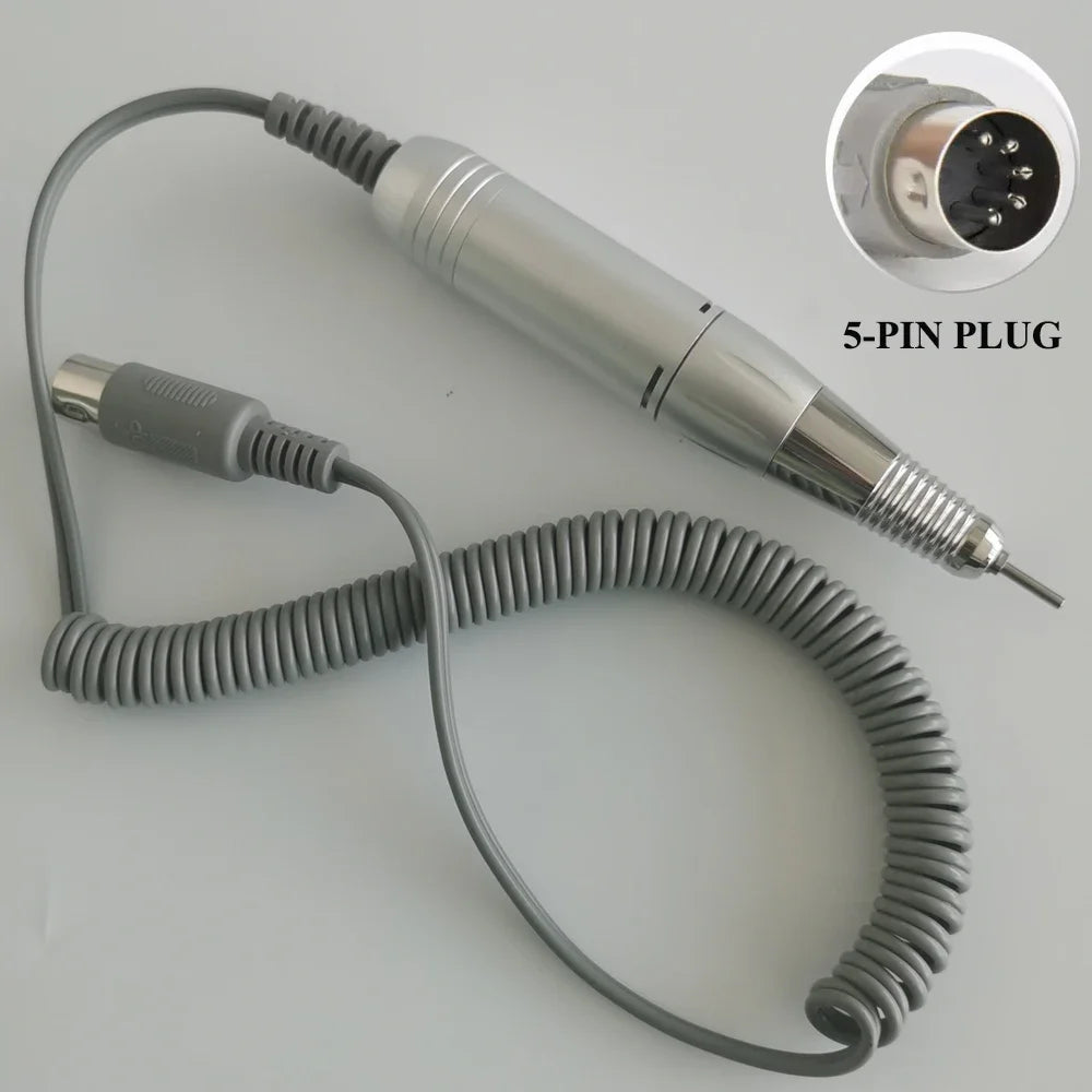 Electric Nail Drill Handle 35000RPM – Manicure Handpiece Nail Drill Handpiece PLUSH 5PIN SILVER