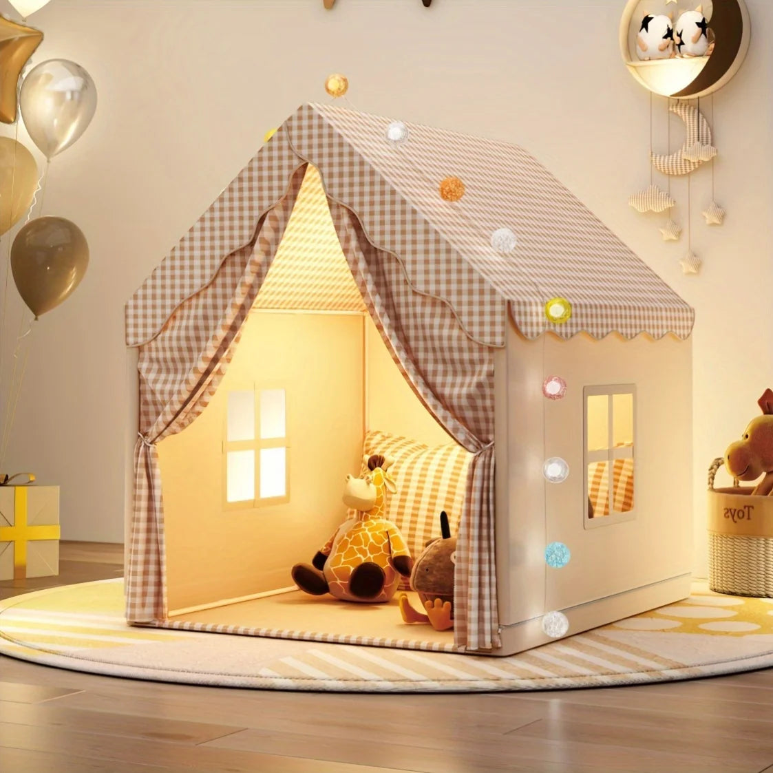 Kids' Castle Tent Playhouse – Indoor Bed Canopy Divider Kids Play Tent PLUSH
