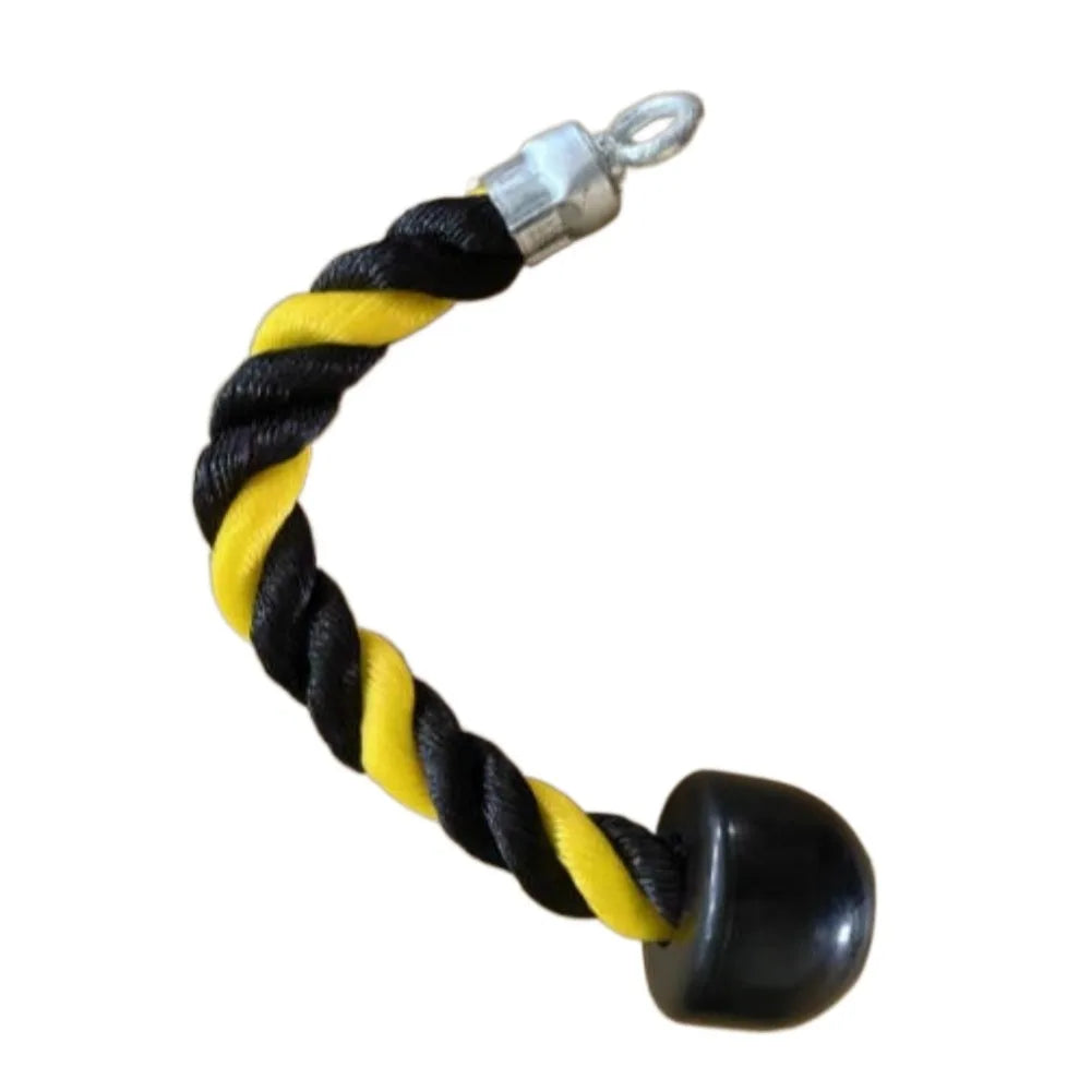 Single Handle Fitness Pull Rope – Triceps & Biceps Trainer Fitness Cable Attachment PLUSH Black-Yellow