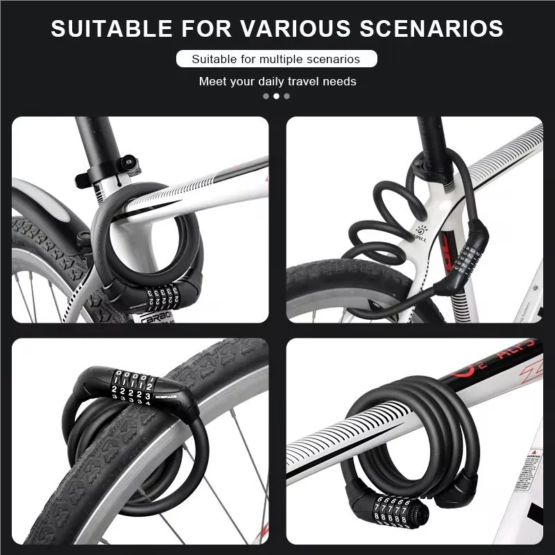 Password Cable Lock for Bike, E-Bike, Scooter & Motorcycle Bicycle Cable Lock PLUSH