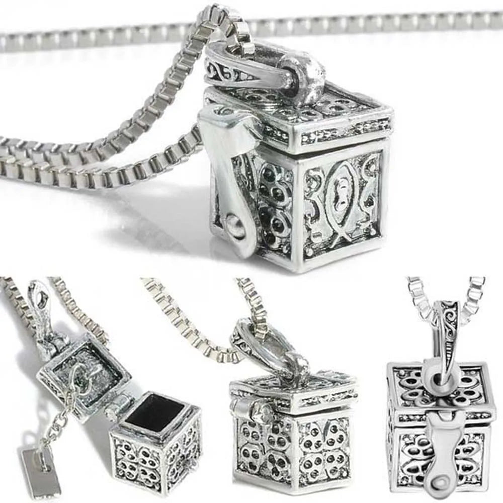 Vintage Antique Silver Keepsake Locket Pendant Necklace Keepsake Locket Necklace PLUSH
