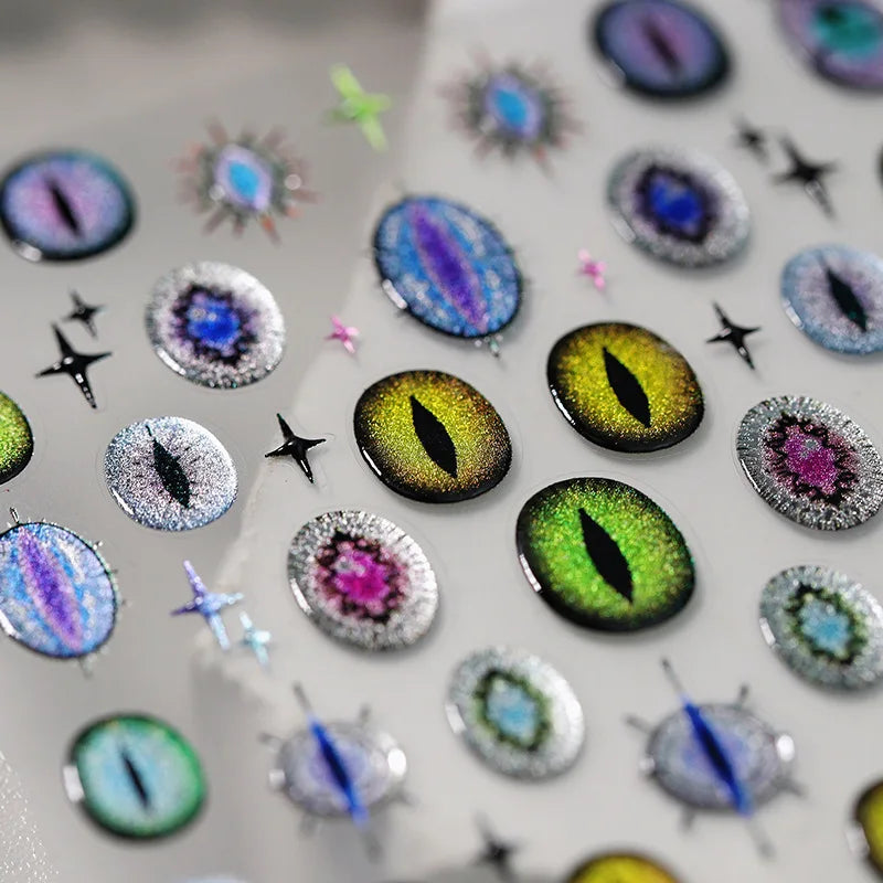 Cat's Eye Dragon Snake Eye Nail Stickers Punk Y2K Decals Nail Art Stickers PLUSH