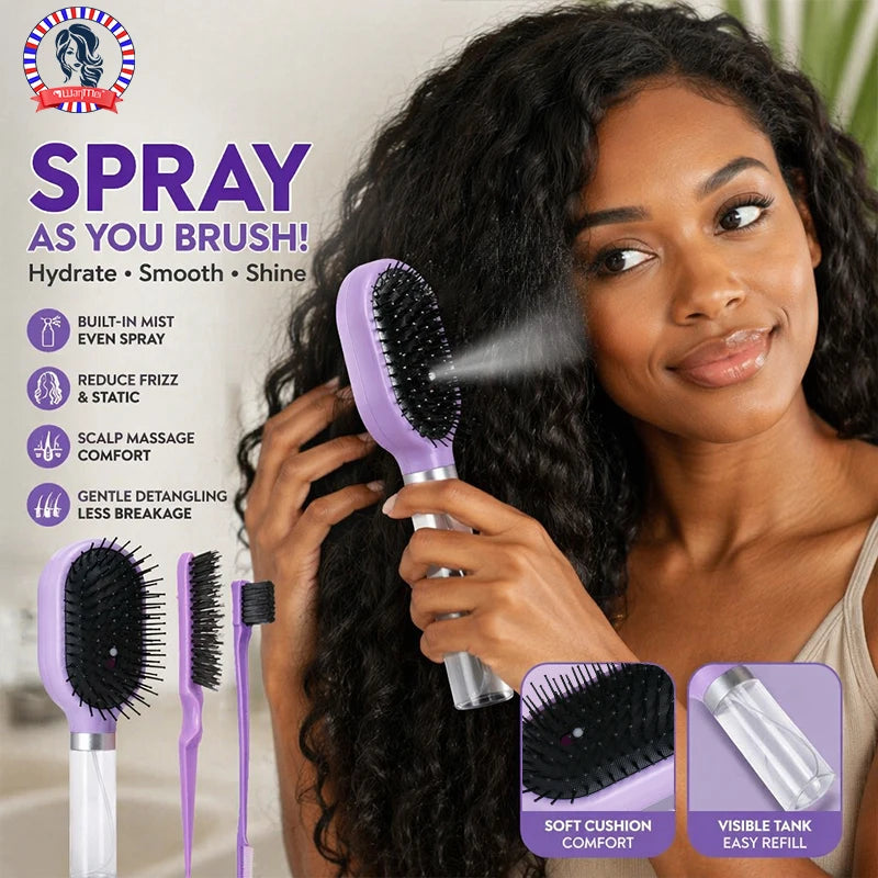 2-in-1 Spray Air Cushion Hair Brush & Massage Comb Set Hair Brush Set PLUSH