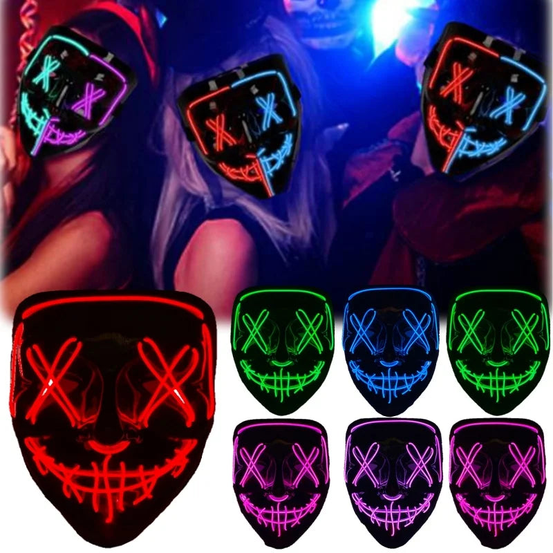 Horror LED Glowing Mask – Halloween Scary Light-Up Cosplay LED Costume Mask PLUSH