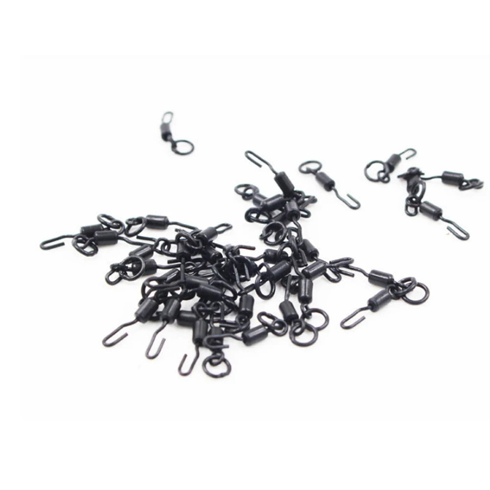 20pcs Quick Change Ring Swivels – Carp Ronnie Spinner Rig Fishing Rig Swivels PLUSH Black