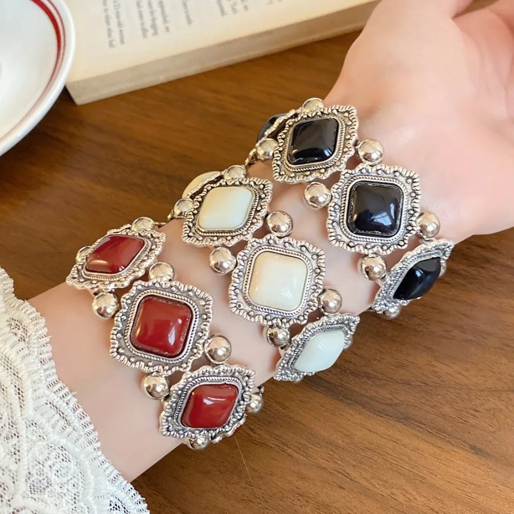 Vintage Bohemian Wide Acrylic Bangle Bracelet | Ethnic Retro Acrylic Bangle Bracelet PLUSH