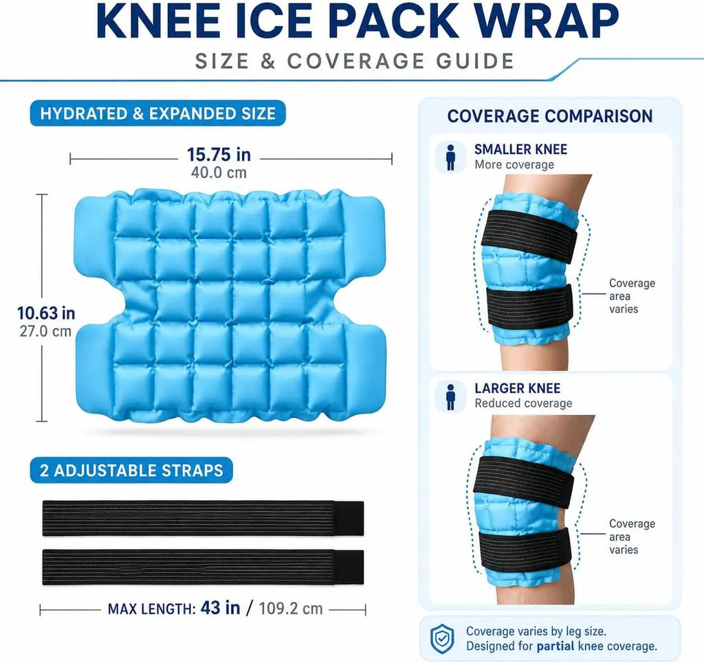 2-in-1 Reusable Hot & Cold Knee Wrap | Adjustable Gel Ice Pack Hot Cold Therapy Wrap PLUSH