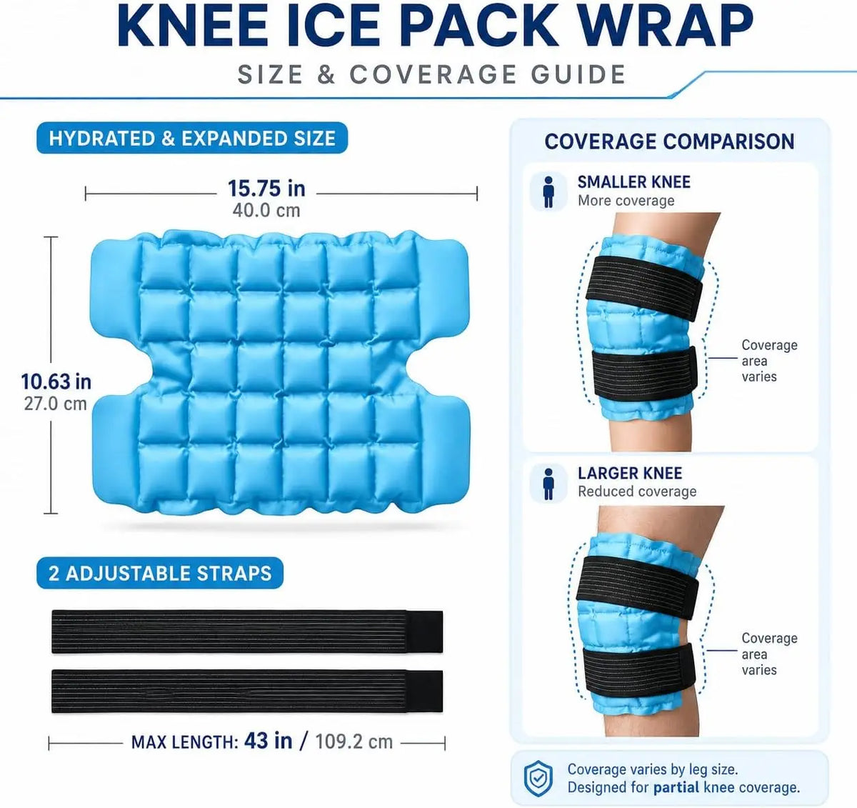 2-in-1 Reusable Hot & Cold Knee Wrap | Adjustable Gel Ice Pack Hot Cold Therapy Wrap PLUSH