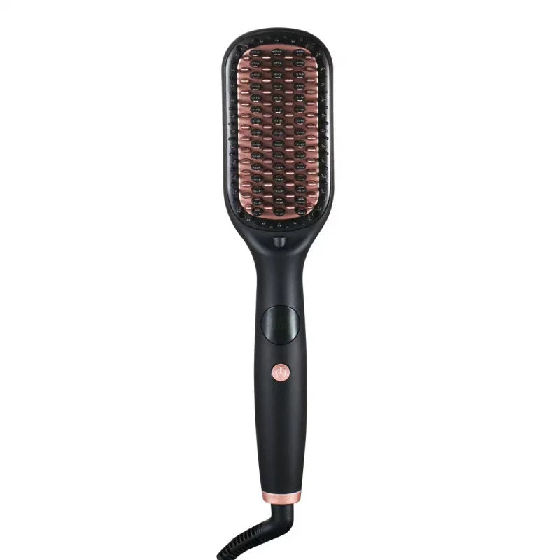 Electric Hot Comb Straightening Brush – Negative Ion Styling Hair Straightening Brush PLUSH Dark gold UK