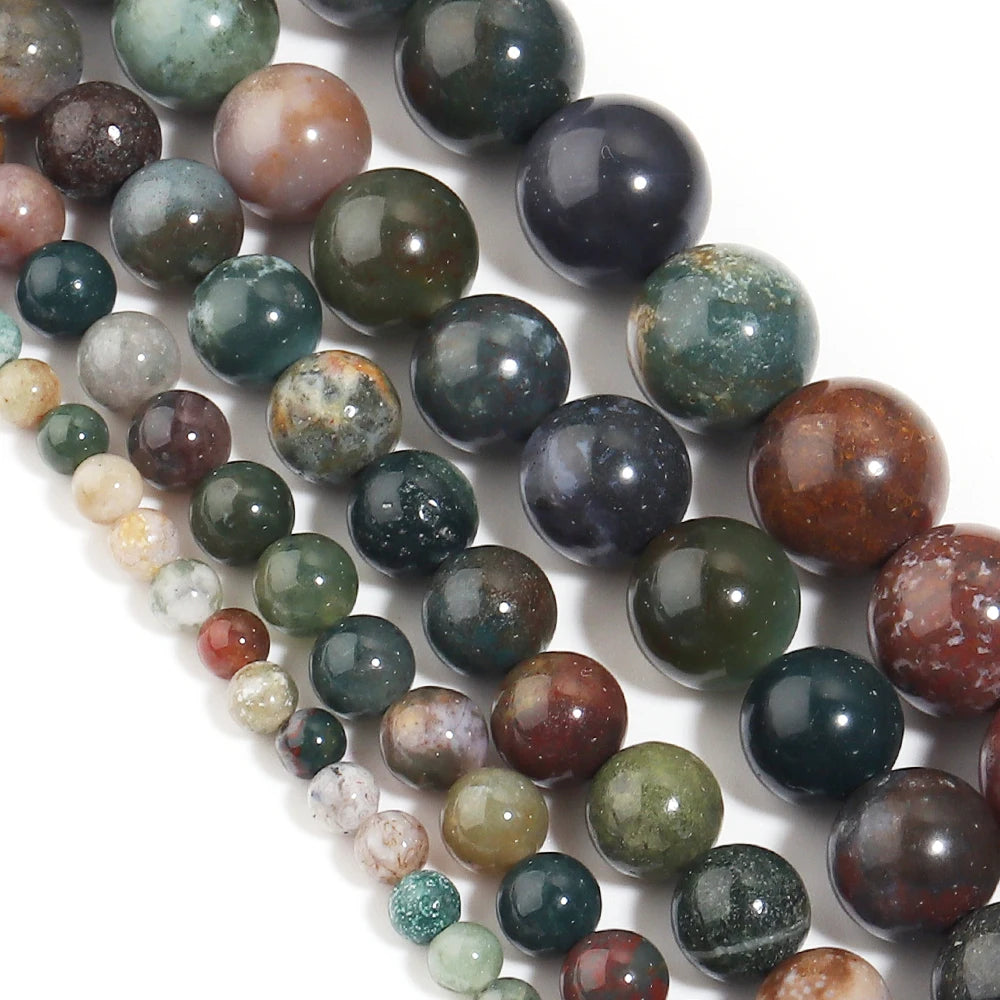 Indian Agate Round Natural Stone Spacer Beads 4–12mm DIY Natural Stone Beads PLUSH