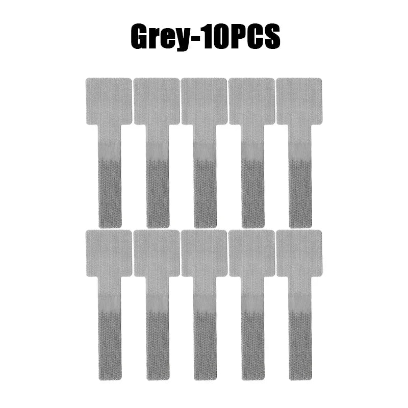 Reusable Hook & Loop Cable Ties | Self-Adhesive Wire Organizer Cable Ties Organizer PLUSH Grey-10PCS