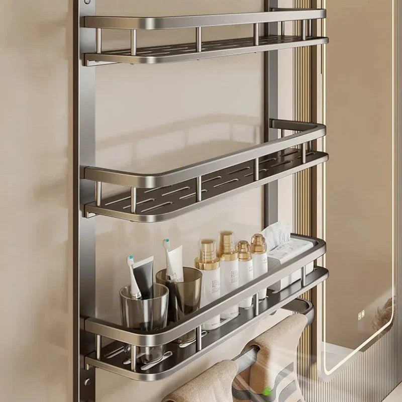 Aluminum Wall Mounted Bathroom Shelf – No Drill Storage Rack Bathroom Wall Shelf PLUSH