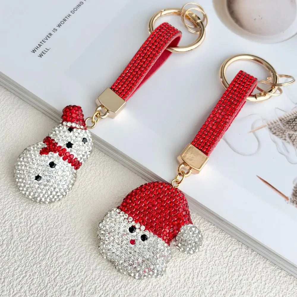Santa Claus Rhinestone Christmas Keychain – DIY Xmas Charm Christmas Keychain Charm PLUSH