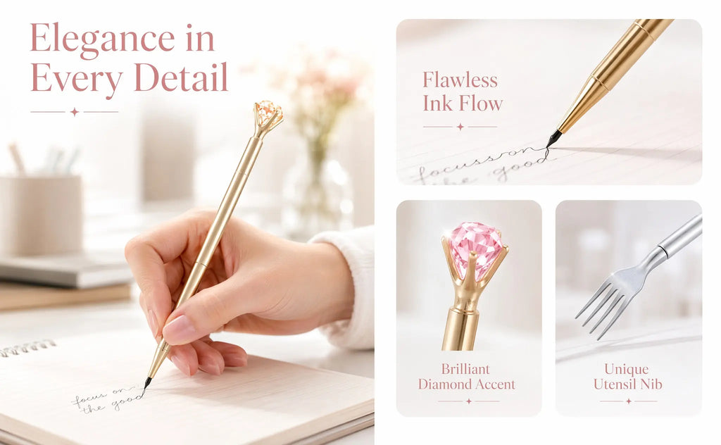 4pcs Cartoon Spoon & Fork Shaped Gel Pens | Smooth Writing Novelty Gel Pens PLUSH
