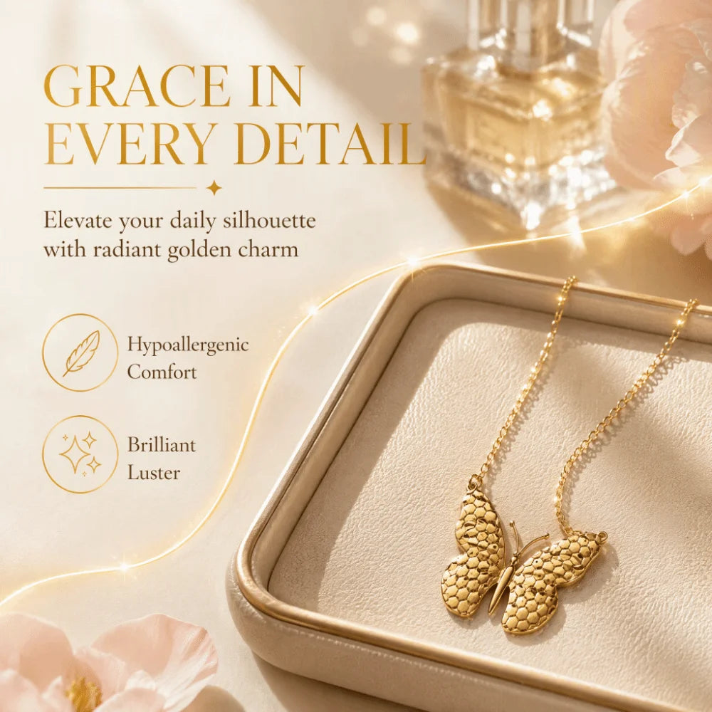 Butterfly Pendant Necklace – Stainless Steel Choker, 3 Sizes Pendant Necklace PLUSH