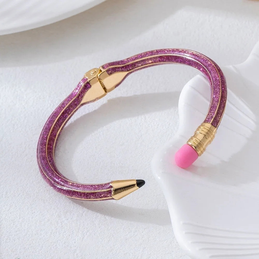 Enamel Pencil Cuff Bangle – Colorful Open Bracelet Enamel Cuff Bangle PLUSH
