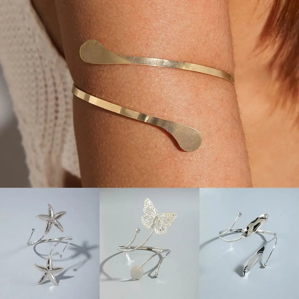 Spiral Starfish Open Cuff Bangle – Adjustable Arm Bracelet Arm Cuff Bangle PLUSH
