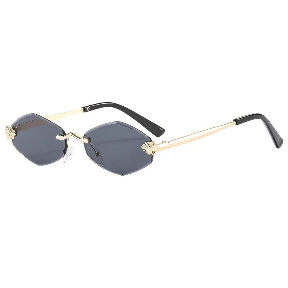 UV400 Frameless Rhombus Sunglasses – Women's Gradient Sport Sport Sunglasses PLUSH Black Grey