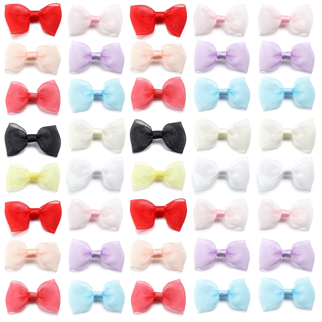 20pcs Satin Ribbon Bows 2.5x5cm Multicolor – Craft & Gift Decor Ribbon Bows PLUSH
