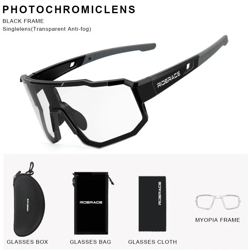 Photochromic Cycling Sunglasses UV400 – Unisex Bike Goggles Cycling Sunglasses PLUSH Photochromic Black