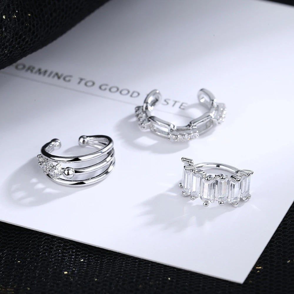 Crystal Multi-Layer Ear Cuffs – Non-Piercing Clip Earrings Clip-On Ear Cuffs PLUSH