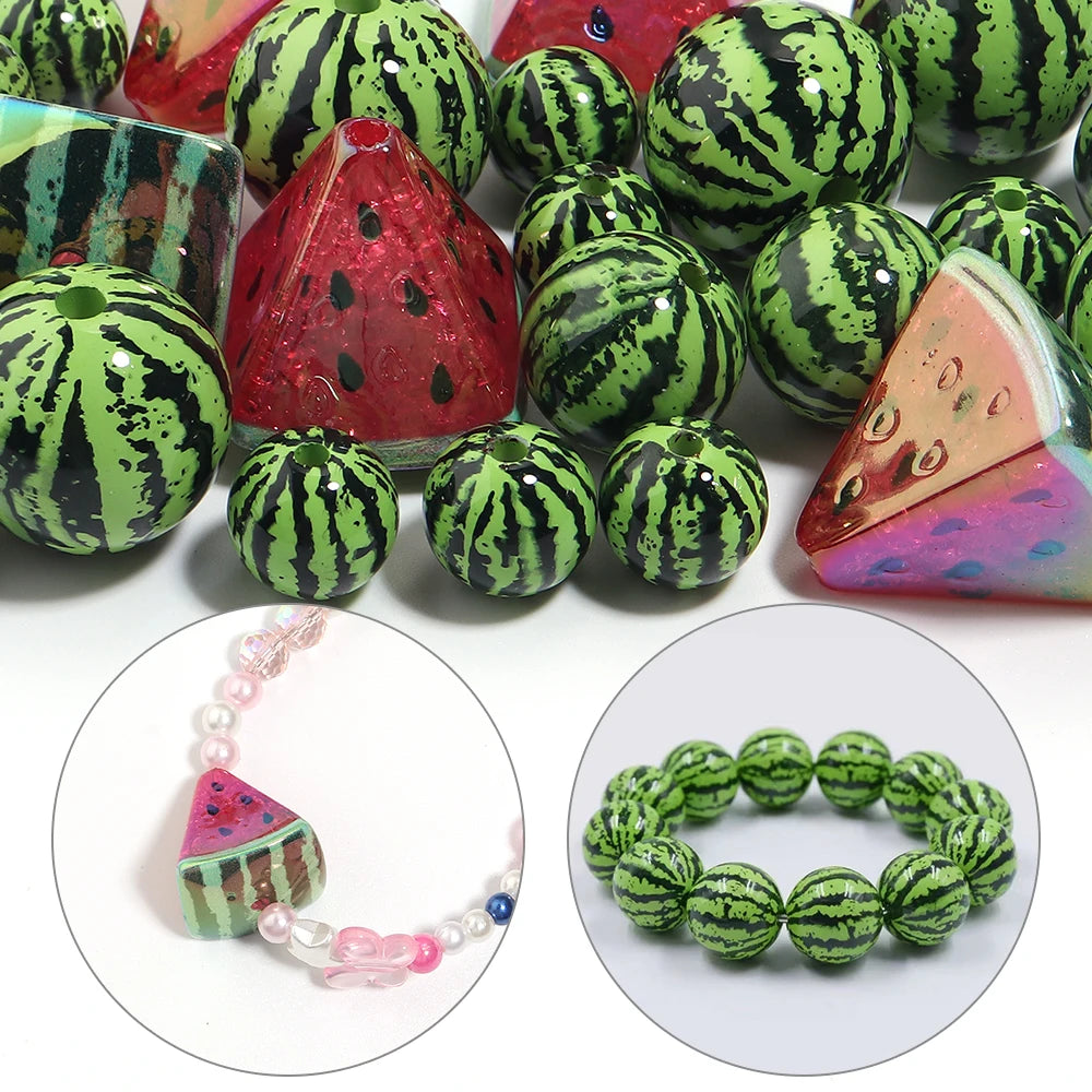 Watermelon Acrylic Fruit Spacer Beads – DIY Jewelry 5-10pcs Acrylic Spacer Beads PLUSH