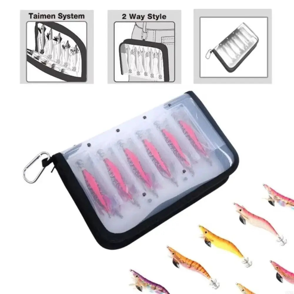 Waterproof 12-Grid Fishing Lure Storage Bag – Squid Jig Case Fishing Tackle Bag PLUSH