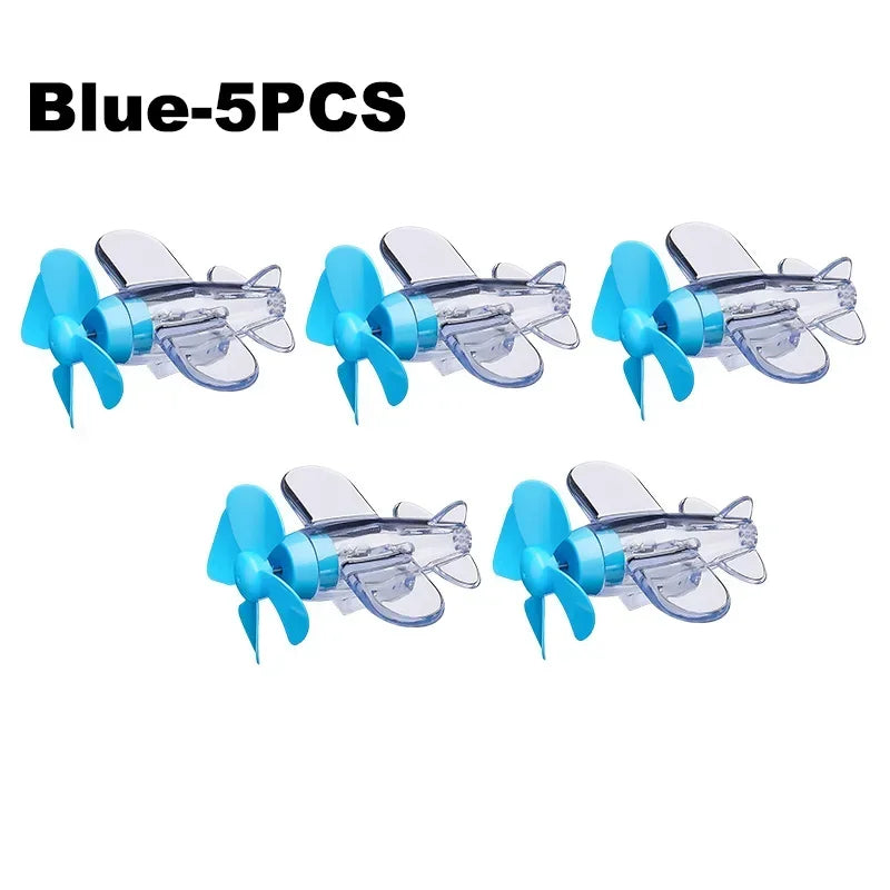 Wind-Powered LED Airplane Bike Handle Decoration & Warning Light Bike Handlebar Light PLUSH Blue-5PC