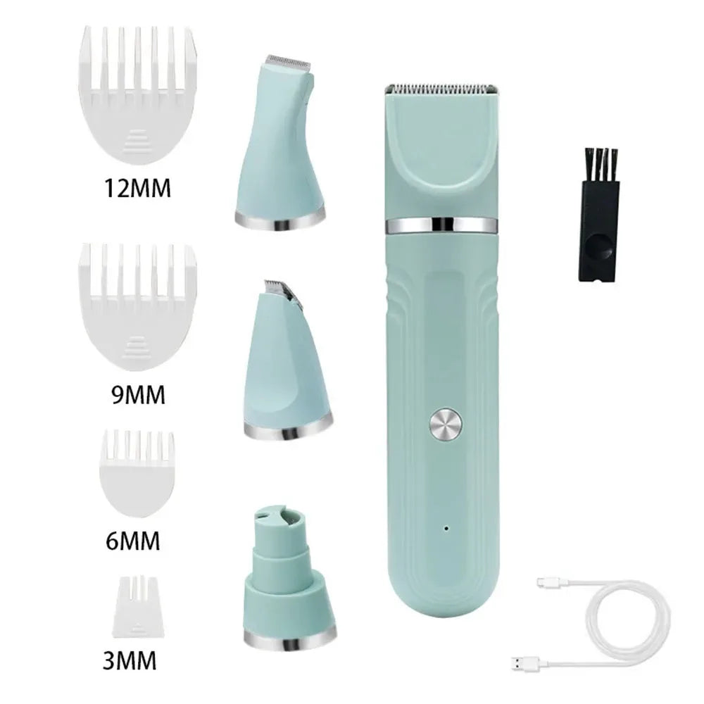 4-in-1 USB Rechargeable Electric Pet Hair Clipper & Trimmer Pet Hair Clipper PLUSH Green