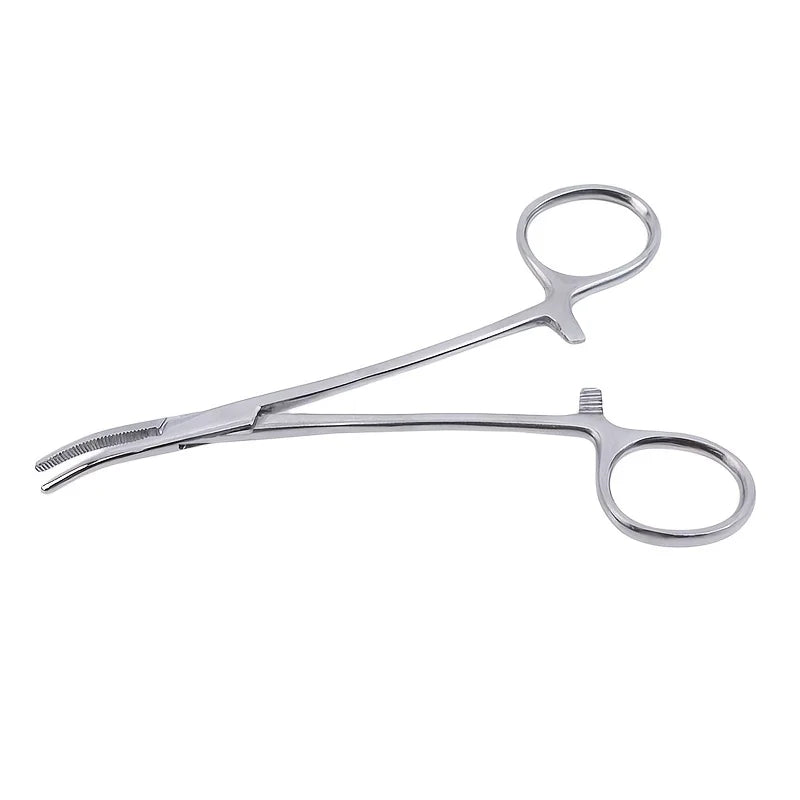 12.5cm Stainless Steel Locking Forceps – Straight & Curved Locking Forceps Pliers PLUSH Silver