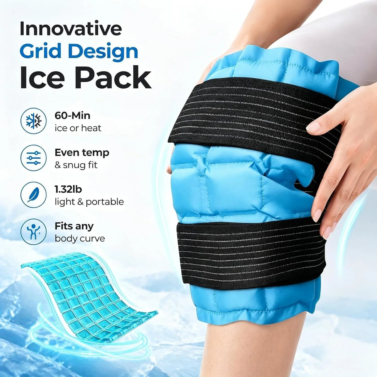 Reusable Knee Hot Cold Therapy Wrap – SAP Gel Cooling Pad Hot Cold Therapy Wrap PLUSH
