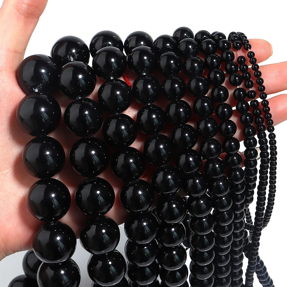 Black Onyx Agate Round Spacer Beads – Natural Stone DIY Jewelry Natural Stone Beads PLUSH