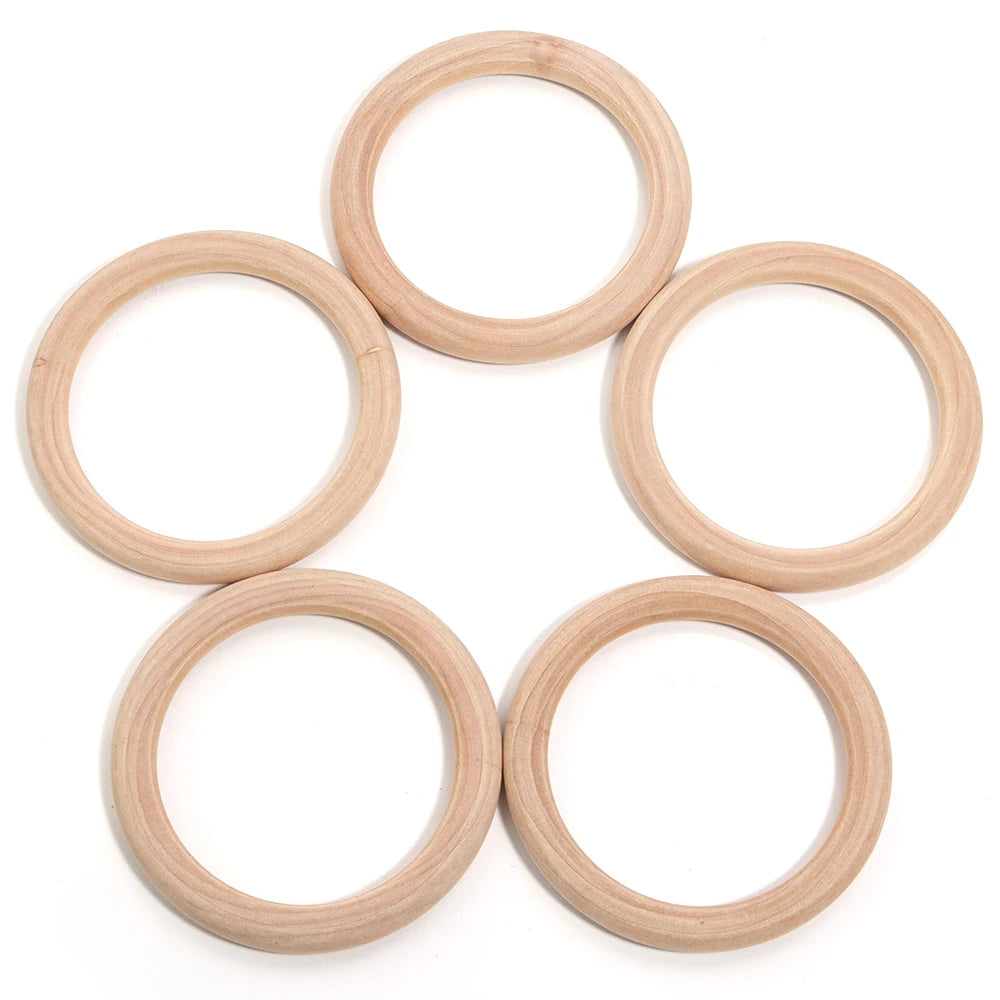Natural Round Wooden Rings & Hoops for DIY Jewelry Making Wood Jewelry Hoops PLUSH 85mm x 5pcs