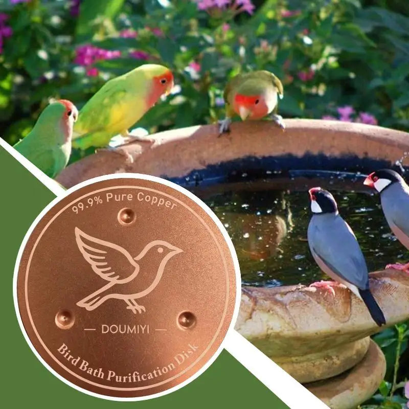 Pure Copper Bird Bath Purification Disk | Algae-Inhibiting Bird Bath Accessory PLUSH