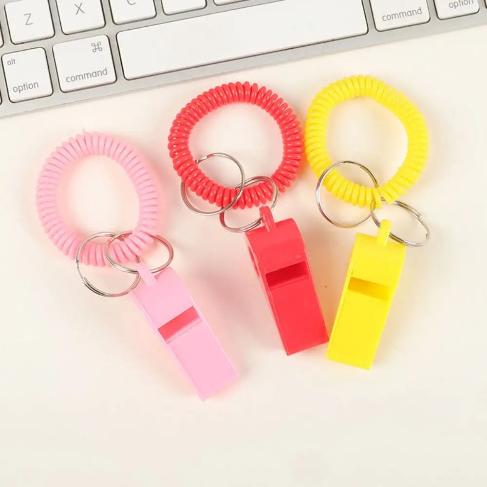 10pcs Spring Wristband Whistles – Colorful Plastic Sport Whistles Sport Wristband Whistle PLUSH