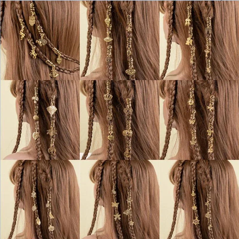 6pcs Gold Dreadlock Beads – Adjustable Hair Braid Cuff Clips Hair Braid Beads PLUSH