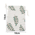5pcs Green Leaf Cotton Linen Drawstring Pouches | Jewelry & Gift Bags Drawstring Gift Pouches PLUSH 10x14cm cm