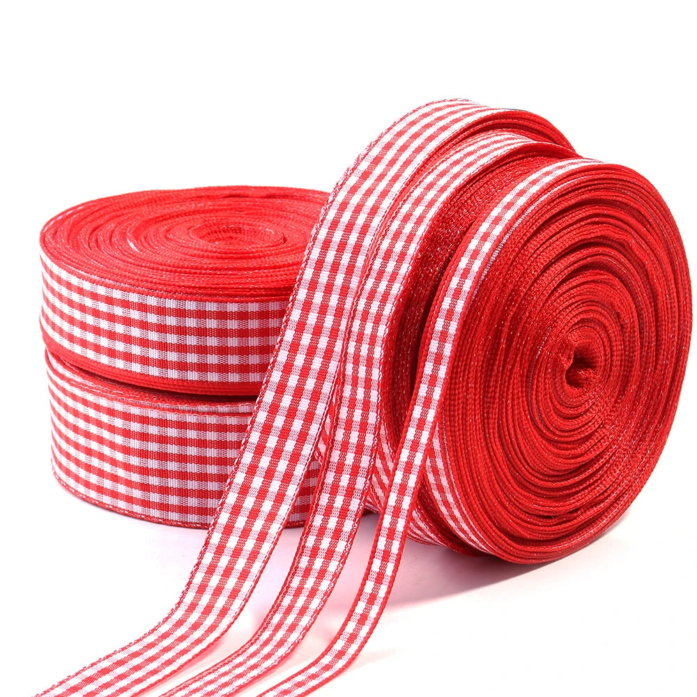 10 Yards Gingham Polyester Ribbon Tape – DIY Gift Wrapping Craft Ribbon Tape PLUSH
