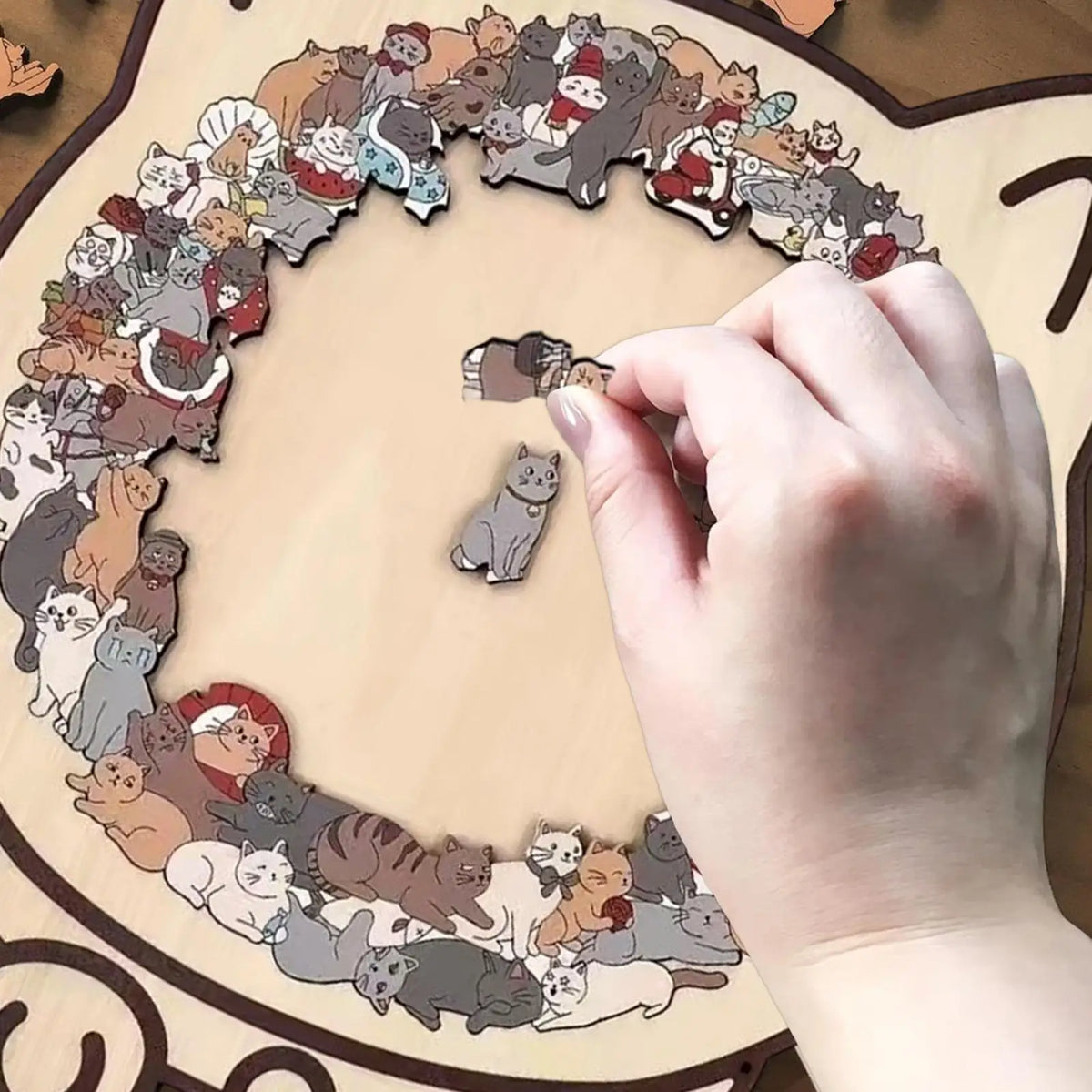 Cat-Shaped Wooden Jigsaw Puzzle 135pcs – Gift for Cat Lovers Wooden Jigsaw Puzzle PLUSH