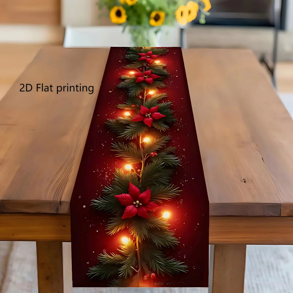 Christmas Pine Branch Table Runner – Festive Holiday Décor Holiday Table Runner PLUSH