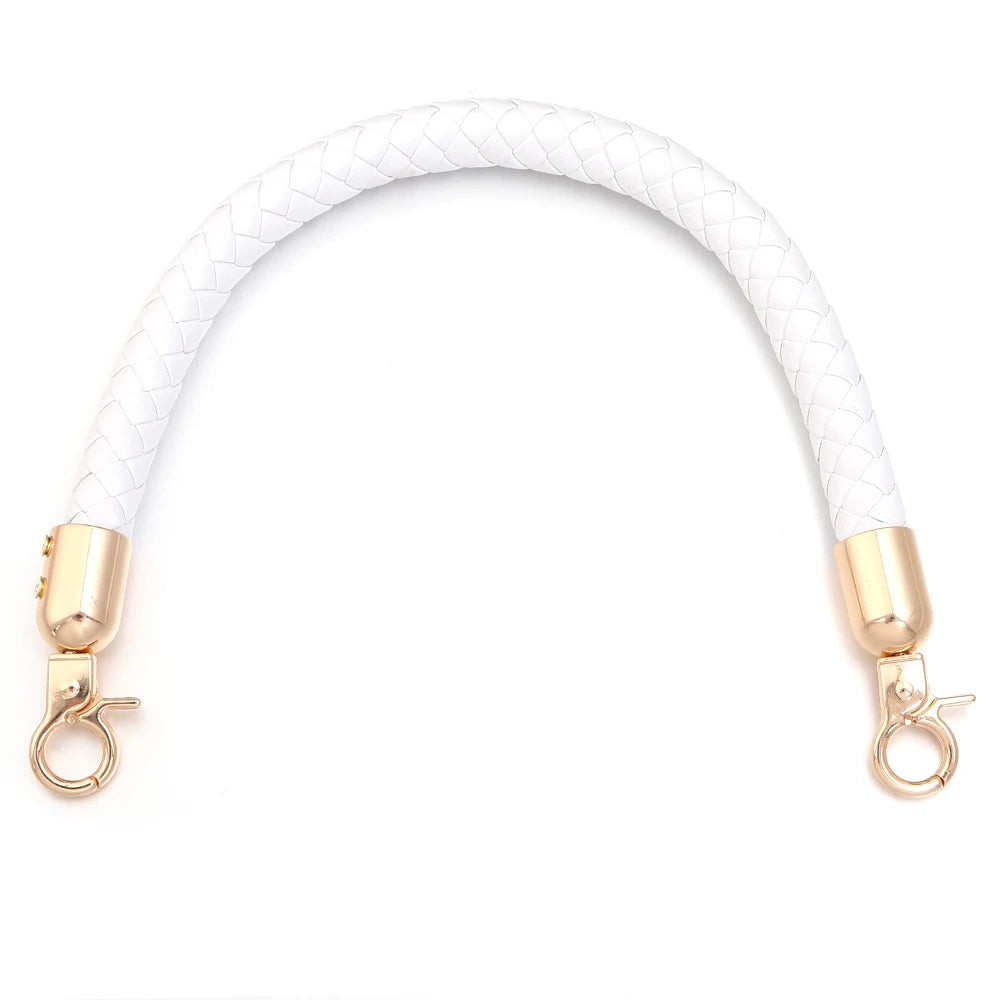 PU Leather Braided Bag Shoulder Strap with Lobster Clasp 30/60cm Bag Replacement Strap PLUSH white 30cm