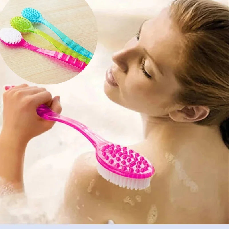 Long Handle Back Scrub Brush – Body Exfoliating Shower Brush Bath Body Brush PLUSH red